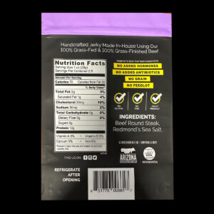 Beef Jerky ZZZ Top Sirloin Nutrition Label